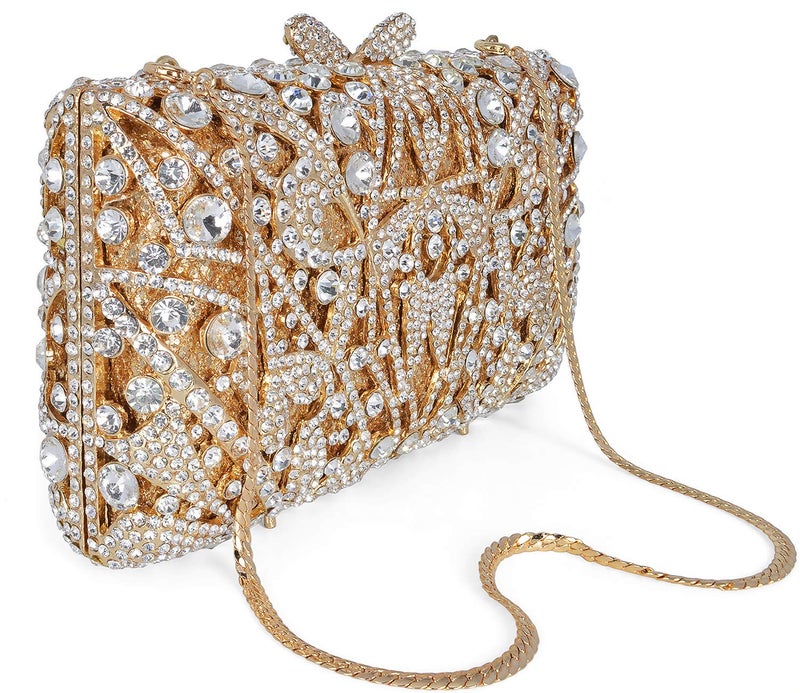 MOSSMON Luxury Crystal Clutch Women Rhinestone Evening Bag for Party and Wedding Gold - Image 2